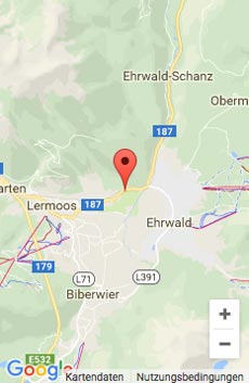 Anfahrsplan Tiroler Zuspitzgolf zwischen Lermoos und Ehrwald
